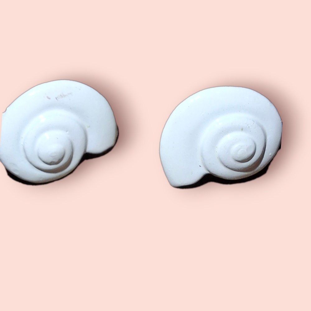 Porcelain shell stud earrings white beach dainty Minimalist